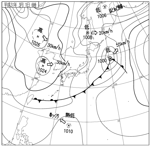 2019年3月1日天気図